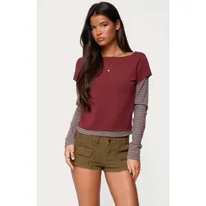 Edikted Women's Layered Stripey Long Sleeve T-Shirt