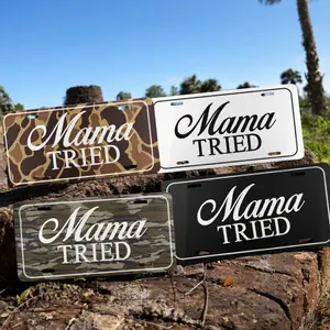 Camo Mama Tried License Plate, Southern Country Aluminum Car Tag, Western Truck Plate, Rustic Vehicle Accessory, 12x6 Inch