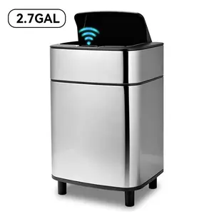 Smart Sensor Bin - 2.7Gal Rectangular Space-Saving Bin for Kitchen/Bathroom/Office, Easy Clean, Hands-Free Motion Induction Touchless Trash Can Storage Organizing