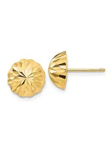 14k Gold Diamond-cut 10mm Domed Post Earrings
