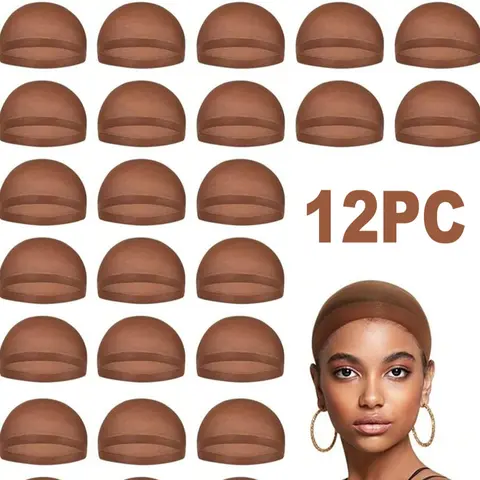 Brown Nylon Wig Cap for Women – Stretchy, Lightweight & Breathable Stocking Cap for Wig Installation and Daily Wear Wig Grip Cap