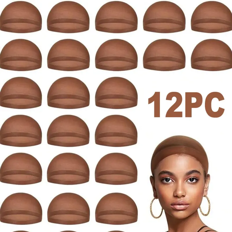 Brown Nylon Wig Cap for Women – Stretchy, Lightweight & Breathable Stocking Cap for Wig Installation and Daily Wear Wig Grip Cap