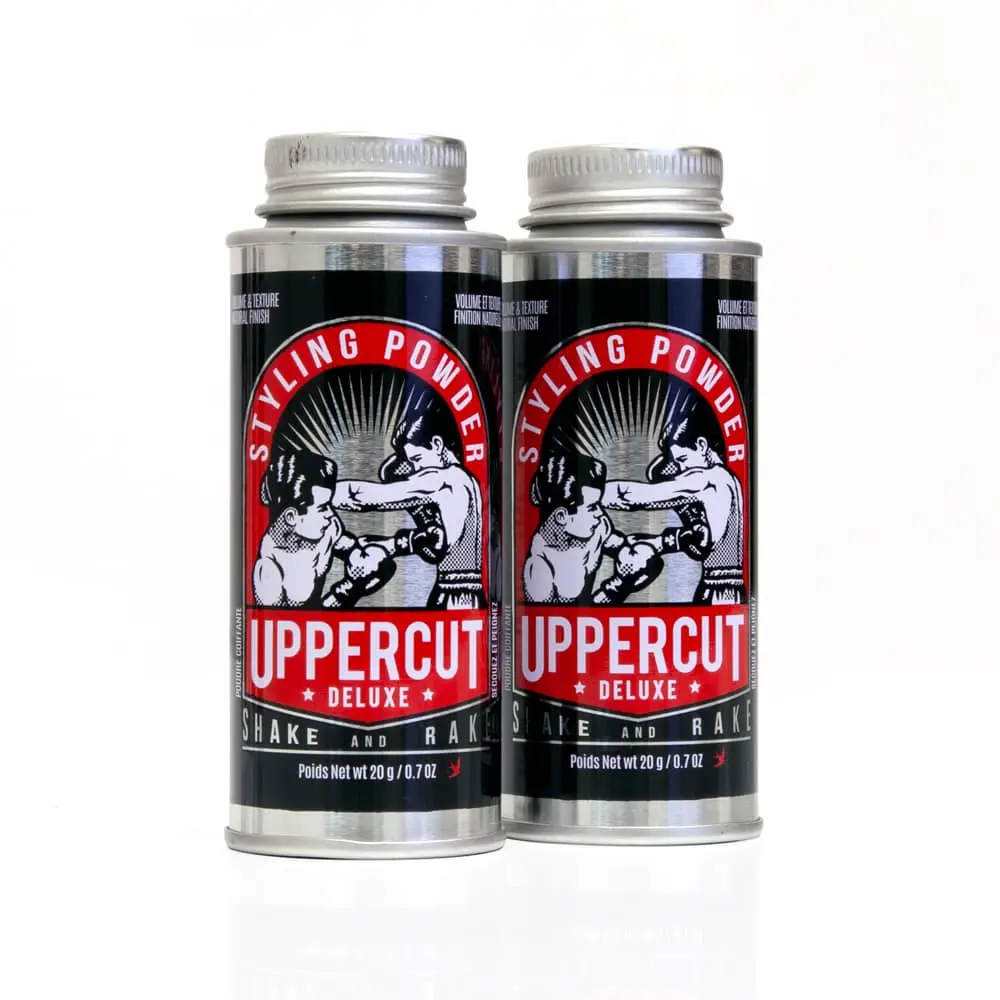 Uppercut Deluxe Men's Adults' Haircare Volumizing Texture Powder Twin Pack - Lightweight, Texturizing, Flexible Hold, Grit, Natural Matte Finish, Unscented, Glycerin-Infused, All Hair Types, 2x0.7 oz (40g Total), Silica Base, Thinning