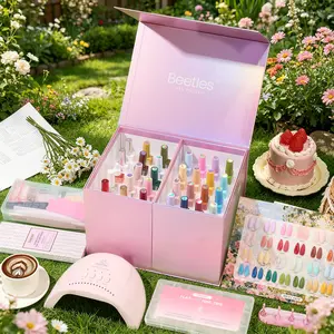 Beetles HEMA-Free Gel Nail Polish Starter Kit- with Nail Tips UV Lamp Top Base Gel&Diamond Decorations&Stickers&Manicure Tools】DIY Nails Art Gift for girl Gift for woman gel x nails salon nails at home Curtics spring nail taste of spring
