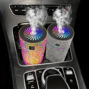 Luxury Rhinestone Car Diffuser Humidifier with Color-Changing LED Lights, Essential Oil Aromatherapy Air Freshener - Empty Bottle (No Fragrance/Chemicals), Sparkling Car Interior Accessory for Vehicles, Car Humidifier