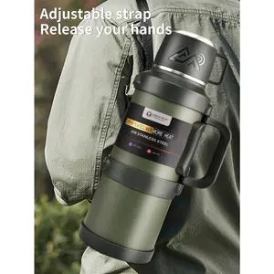 1 PC Large thermos -1.7L/2.0L/2.5L 316 stainless steel thermos, Stainless Steel Flask, suitable for travel, camping -2.5 liters super large vacuum insulation thermos, with handle and strap, Portable, suitable for hot and cold drinks