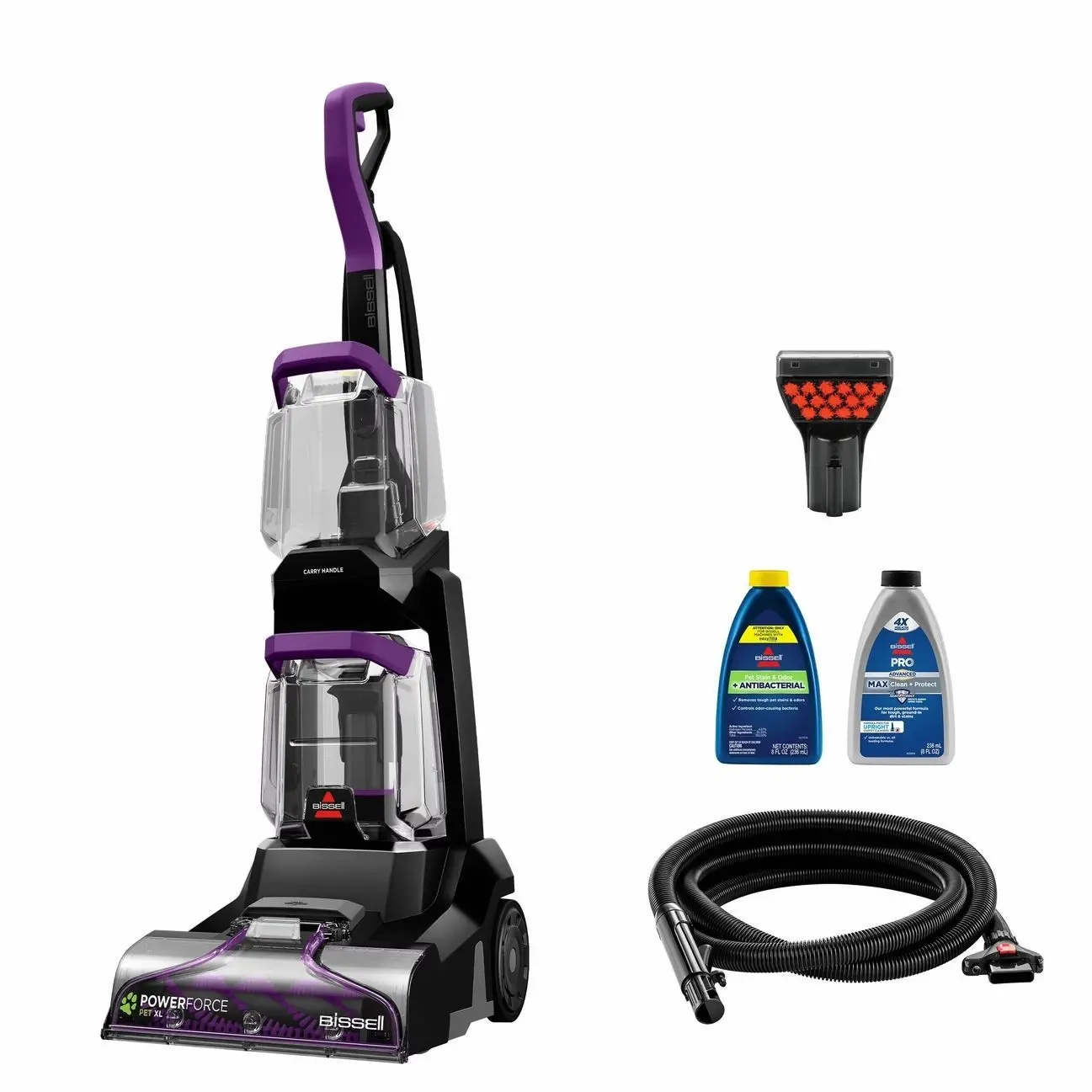 BlSSELL PowerForce Pet XL Upright Deep Cleaner, for Carpet and Upholstery, 10" Clean Path, Above Floor Cleaning, Large Clean Tank, Lightweight, 3748, Black