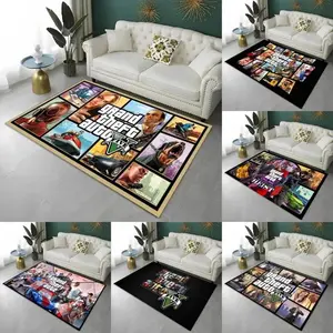 GTA Grand Theft Auto Theme Gamer Rug Stylish Carpet for Living Room Bedroom Sofa Kids' Play Area Non-slip Floor Mat Home Decor