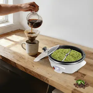 Electric Coffee Bean Roaster 800W 110V Adjustable Temperature 32-464℉ 1.1 LB Capacity with Glass Lid for Home Roasting Nuts Popcorn Beginners