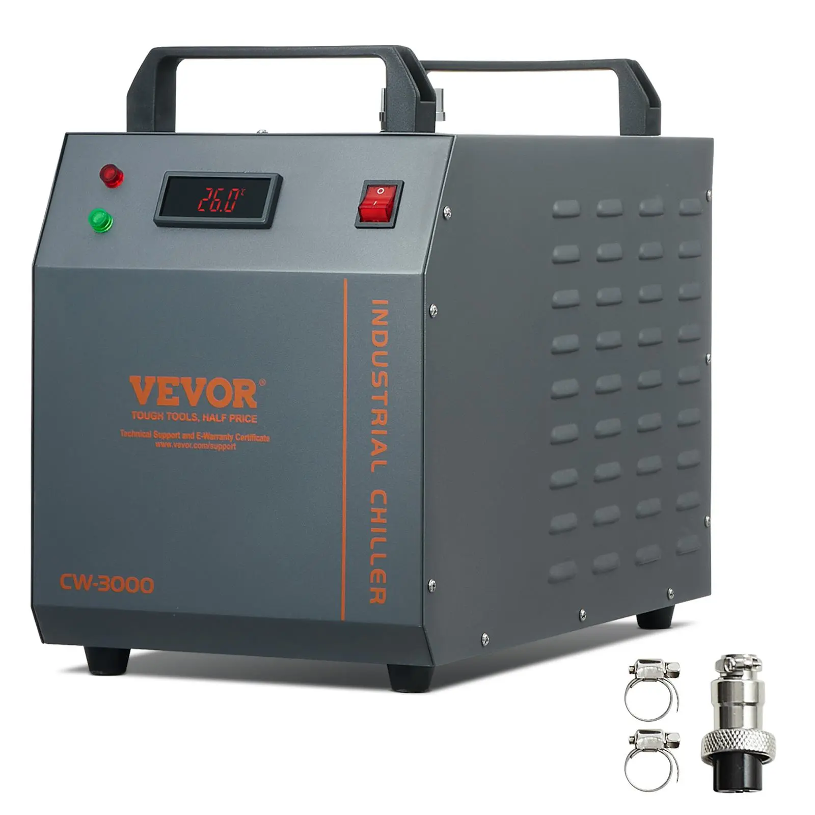 【summerfinds】VEVOR Industrial Water Chiller, CW-3000, 80W Air-Cooled Industrial Water Cooler Cooling System with 12 L Water Tank Capacity 12 L/min Maximum Flow Rate, for Laser Engraving Machine Cooling Machine