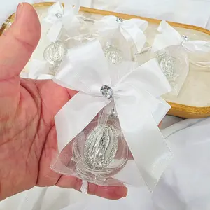 Mini Holy Water Bottle – Virgin Maria Baptism Favor – 12 Personalized Religious Party Favor