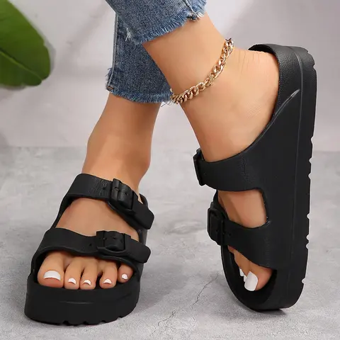 Women Sandals Fashion Adjustable EVA Thick Sole Stable Soft Comfortable Double Strap Beach Walking Slippers Springfresh Summer Vibes