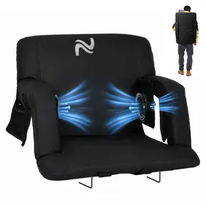 SLSY Stadium Seat with Fans, Cooling Bleacher Seat w/ Back & Arm Support, 3 Cooling Speed,2 Fans ,5 Reclining Positions,for Sports Events Outdoor, Batteries not included