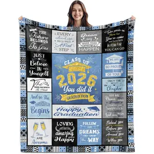 Class of 2026 Graduation Blanket, 50x60 Inch Graduation Gift for Her Him, Soft Flannel Congrats Grad Throw Blanket, College High School Graduation Keepsake, 2026 Graduation Party Decor