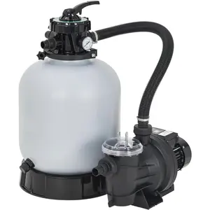 19" Sand Filter Pump for Above Ground Pool with Timer, 1.5HP 6075GPH Swimming Pool Pump & Sand Filter System with 7-Way Valve & Strainer Basket, Pool Pumps Above Ground, Grey