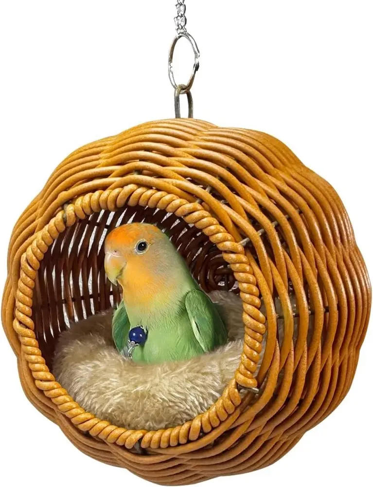 Colourtree Handwoven Bird Nest House Weatherproof Design with Hanging Hook Chew-Resistant Steel Frame Washable Small Bird Bed for Cage