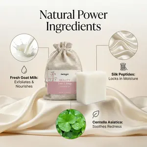 Goat Milk & Silk Bar for Face & Body – Hydrating, Soothing, Barrier Support Cleansing Bar with Centella Asiatica, Shea Butter, Natural Oils – Handmade, Plastic-Free, Cruelty-Free