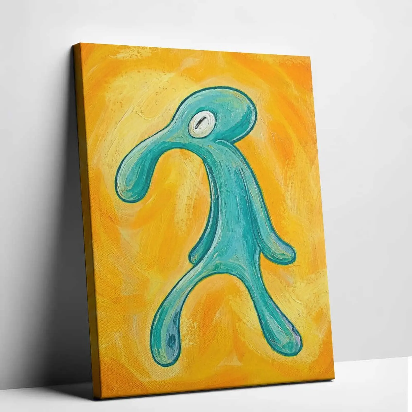 Squidward Bold-and-Brash Canvas Poster, Spongebob Comic Hero Print, Artistic Unique Design for Aesthetic Wall Decor, Dorm Room Inspo Decoration Home Supplies