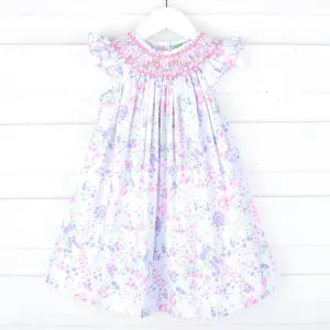 Monet's Garden Smocked Angel Sleeve Dress