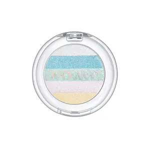 5-Shade Iridescent Rainbow Gradient Highlighter Powder Cosmetic - Blendable Silky Pressed Glow, Multi-Use Face Cheek Eye Illuminator, Portable Compact Eyeshadow for Daily & Party Makeup Eyeshadow Shimmer Glitter Duo Chrome Palette