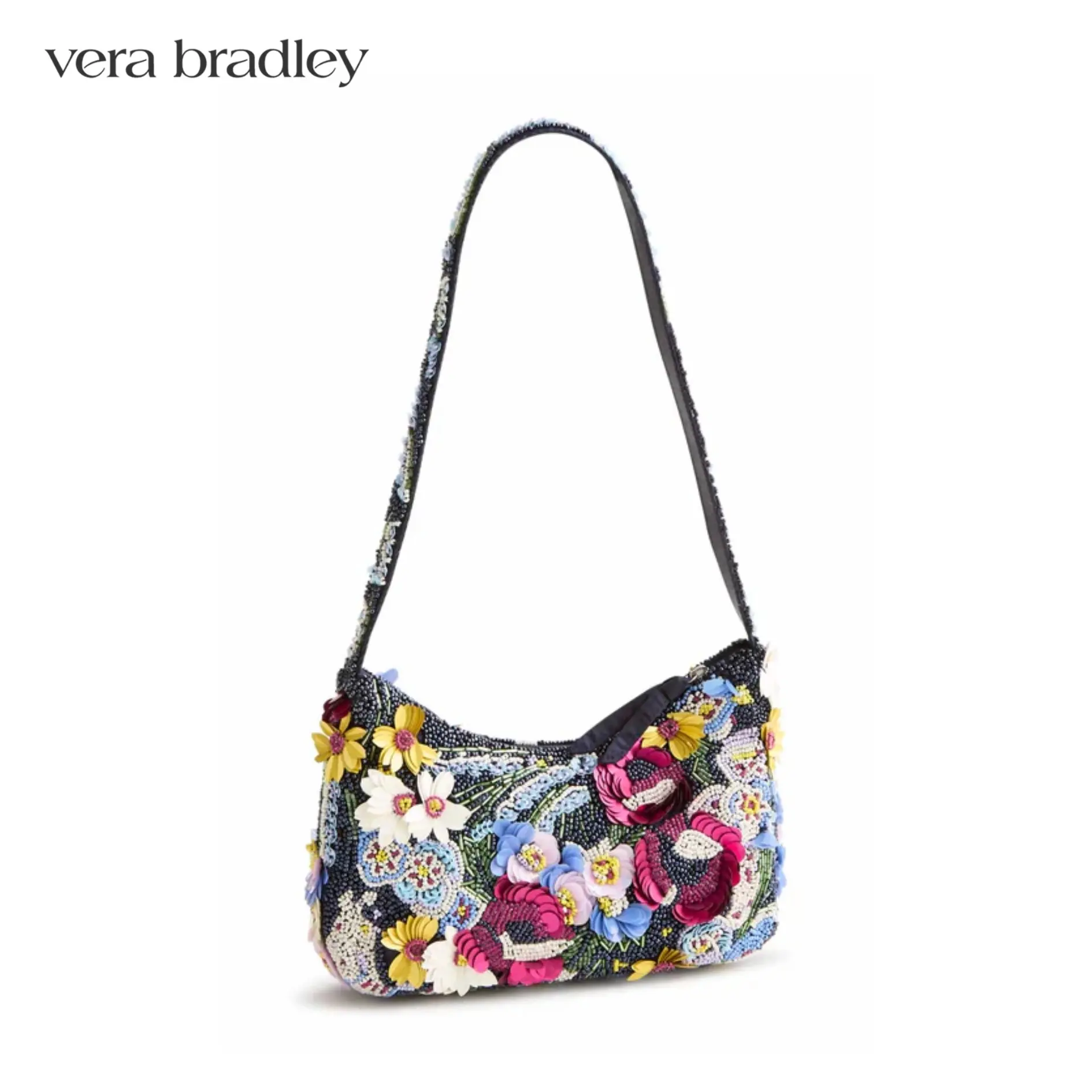 Vera Bradley Women's Limited Edition Beaded Mini Roxbury Crescent Shoulder Bag