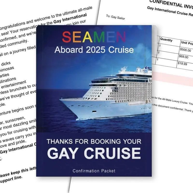 Prank Mailer - Thanks For Booking Your Gay Cruise Prank Package - Funny Anonymous Prank Mailer Envelope – Hilarious Joke Gift, Gag Surprise for Friends.