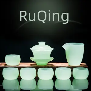 Luxury Glass Kung Fu Tea Set suit Suitable for Home Living Room Office Reception Gift High-end Jade Porcelain Tea Cup Gift Box Tea Pot Set Matcha Tea Set Matcha Kit Set Tea Pot Set Tea Pot Set Tea Pot Set