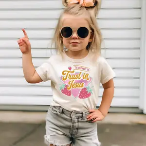 Youth & Adult Trust in Jesus T-Shirt, Cute Christian Strawberry Tee, Faith T-Shirt, Inspirational Religious Outfit, Bible Verse Gift for Girls, Youth Family Matching, Unisex Graphic Tee, Trending Tee