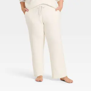 Women's Mid-Rise Cozy Knit Ankle Pull-On Pants - Universal Thread Cream XXL