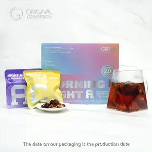 Beauty Tea Morning VC Night VA Tea 200g 20pcs Caffeine Free 10packs VC Tea 10packs VA Tea  Prickly Pear Lemon Kumquat Rose Monkfruit Hawthorn Red Date Pear Cubes Mulberry Black Wolfberry Poria Coco Longan Tangerine Peel Red Dates Rose Wolfberry - Beverage