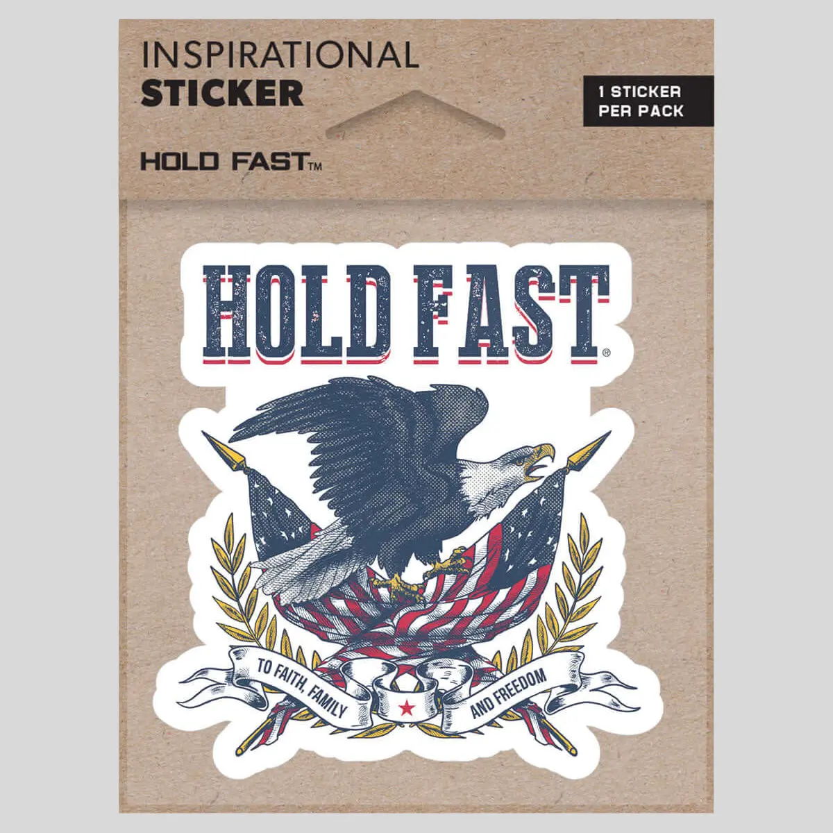 HOLD FAST Vintage Eagle Vinyl Sticker - 1 Sticker, 3"x3.125" & 4.125"x5.5" Sizes, Car-Bike-Tumbler Decor Accessory, Inspires Patriotism & Faith, US Pride for DIY Scrapbooking & Stamping