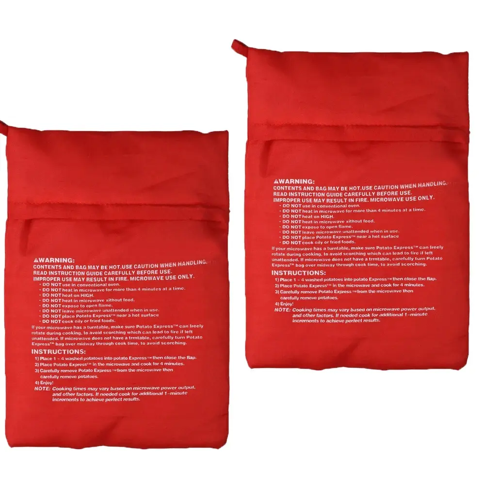 New Potato Microwave Cooker Bags 4 Minutes Fast Quick Reusable Washable 2 Pack