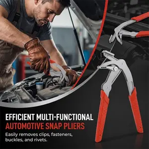 Multi-Functional Car Clip Remover Tool - Red & Silver, 16.5cm x 9.5cm, High-Carbon Steel, Ergonomic Handle, Damage-Free Removal, Compact & Portable