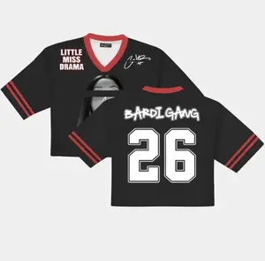 Black Bardi Gang Football Jersey Croptop, World Tour Crop Top Jersey 2026, Bardi Gang Shirt, Little Miss Drama Jersey
