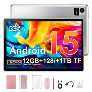Tablet,Android 15 Tablet 10.1 Inch,5G WiFi,12GB(4+8) RAM,128GB ROM,1TB Expand,Widevine L1,5000mAh,Bluetooth 5.4, 13MP+5MP Dual Camera,Slim Lightweight,Metal Body