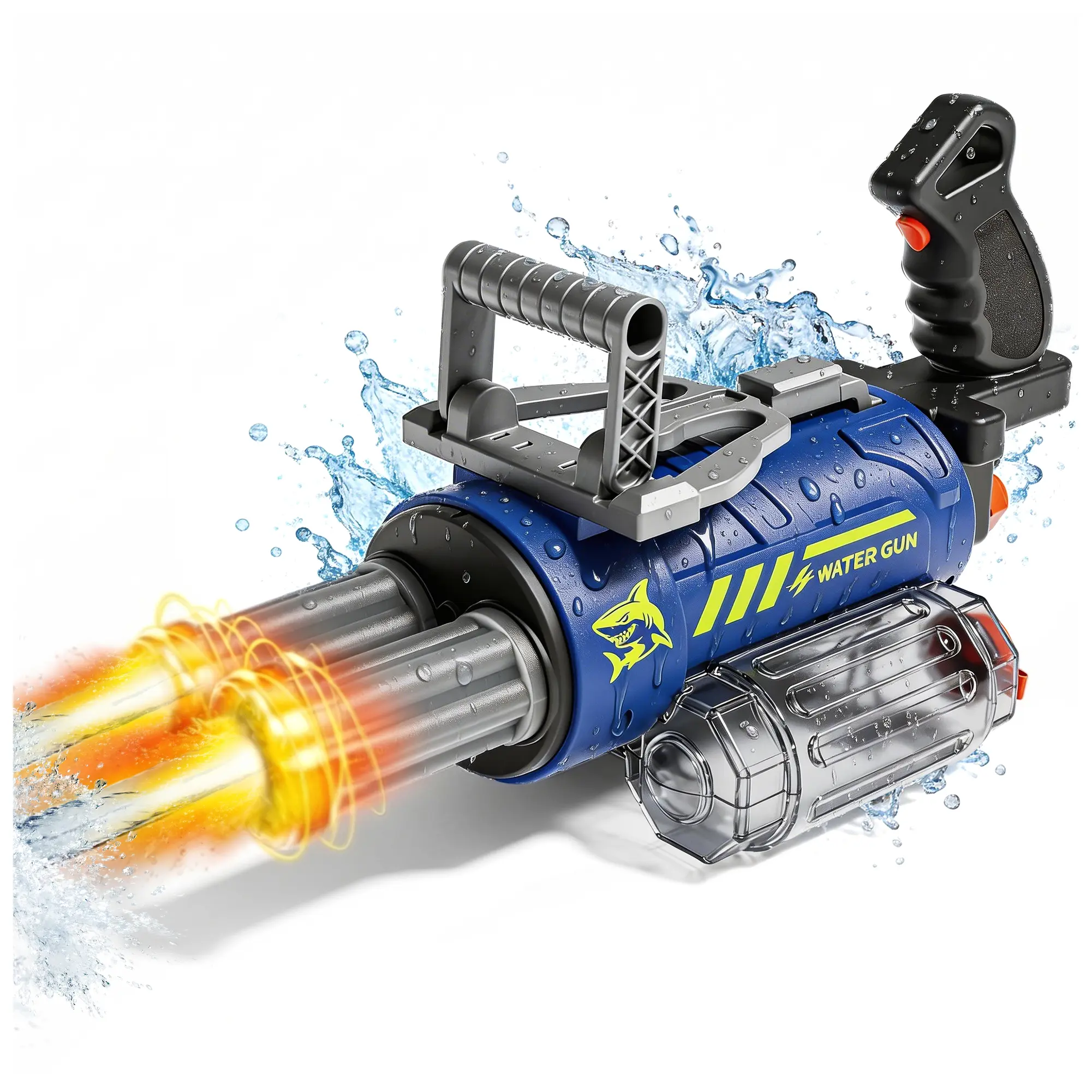 Electric Gatling Water Blaster, Voice-Controlled Type-C Rechargeable Water Gun with LED Light, 26-30ft Long Range Outdoor Summer Pool Toy for Kids, Water Blasters