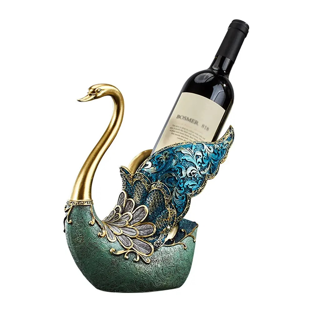 Homary Modern Multi-Colored Resin Swan Wine Rack - Mini Animal-Inspired Desk Holder for 0 - 5 Kg Bottles, Kitchenware & Bar Utensils, Ideal Gift for a Real Man, Indoor Office Bar Decor