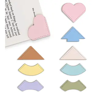 8 count Colorful Geometric Shaped Leather Bookmarks, Stylish Corner Page Accessories, Geometric Themed Book Page Holders, Durable Book Markers for Reading, Reading Gifts for Women Teens & Book Lovers