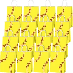 16 count Softball  Bag Softball Print Paper Bags Goodie Favor Bags for Softball Party Decorations Supplies