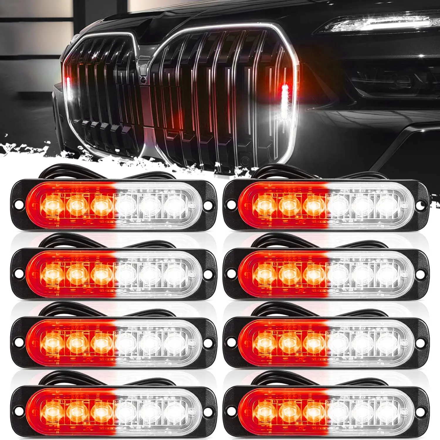 DIBMS LED Signal Strobe Lights - Red and White Flashing Signal Light for Construction and Hazard, Dual Color LED Stroboscopic indicator Lights