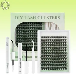 SOSIAYCICI DIY Eyelash Clusters Kit - Soft Fluffy Dense Long-Lasting Flase Lashes with Waterproof Bond & Seal Remover Tweezers for Beginners Easy-to-Apply At Home Eyelash Set Makeup Cosmetics Flawless