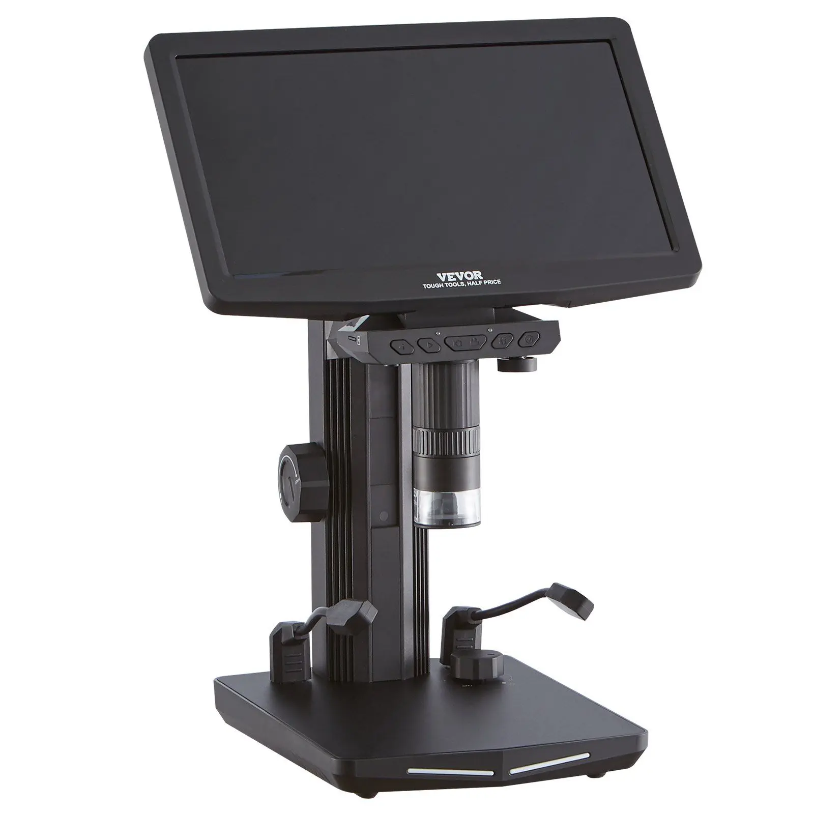 VEVOR 7" HDMI LCD Digital Microscope for Adults, Soldering Electron Microscope 1200X with IPS Screen, 8 LED Lights, 2 Flexible Side Lights, PC View, USB Coin Microscope for Windows/MacOS/TV, 32GB