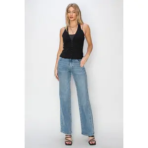 RISEN MEDIUM MID RISE STRAIGHT JEANS