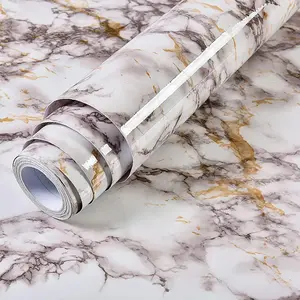 Marble Pattern Wallpaper, 1 Count Waterproof Self Adhesive Wall Sticker, Peel and Stick Wallpaper Designs, Decorative Film for Home Living Room Bedroom Kitchen Bathroom, Marble Backsplash Wallpaper