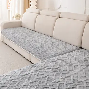 Solid color sofa cover 2pc sofa cushion for winter warmth, thick plush, delicate and soft, suitable for anti slip furniture protection in living rooms, bedrooms and offices, pet friendly