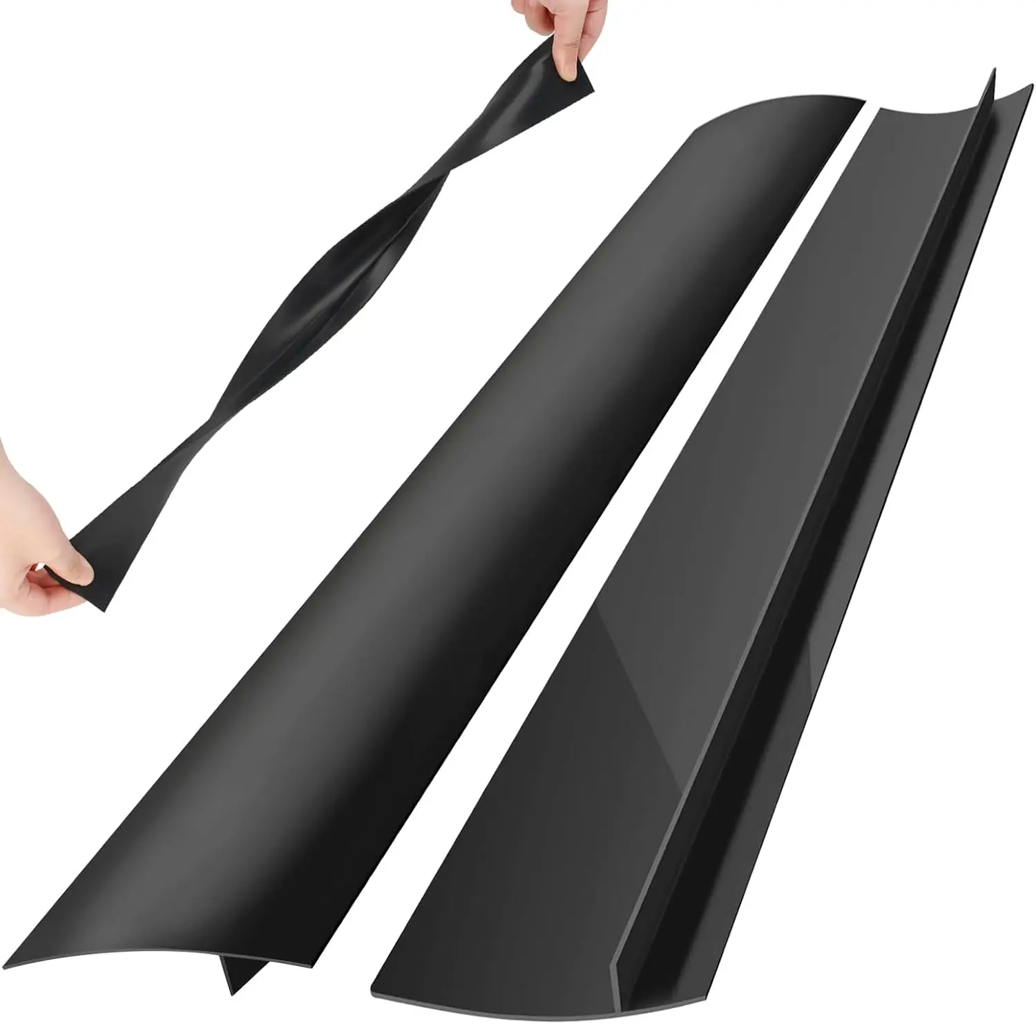 2 Pack Silicone Stove Counter Gap Covers, Heat Resistant Stove Gap Filler | Rolett 21 Inch Black stove guard for counter, Easy to Clean
