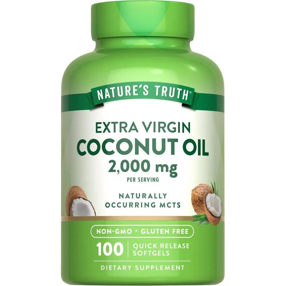 Nature's Truth Extra Virgin Coconut Oil 2000 mg - 100 Softgels - Naturally Occurring MCTs