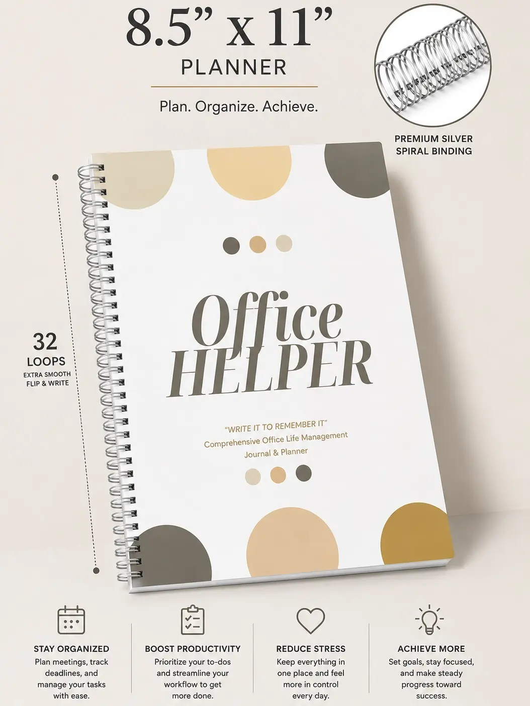Helper Series Office Helper 2026-2027 Comprehensive Professional Planner with Project Management, Networking Tools & Stress Management Features