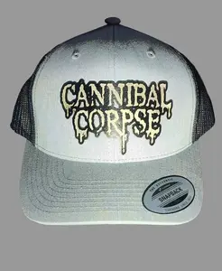 Cannibal Corpse Classic Yupoong Trucker Hat Faux Leather Laser Engraved Heavy Metal Death Metal Snapback Cap for Men & Women