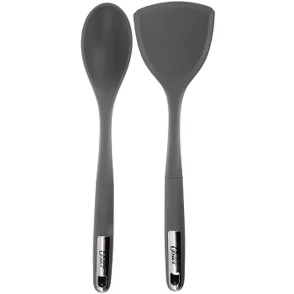 Oster 143732.02 Ridgecrest Silicone Kitchen Tool Serving Spoon & Turner Set, Grey - 2 Piece